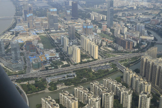 广州城市建筑俯视图