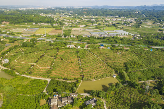 丘陵山区乡村航拍