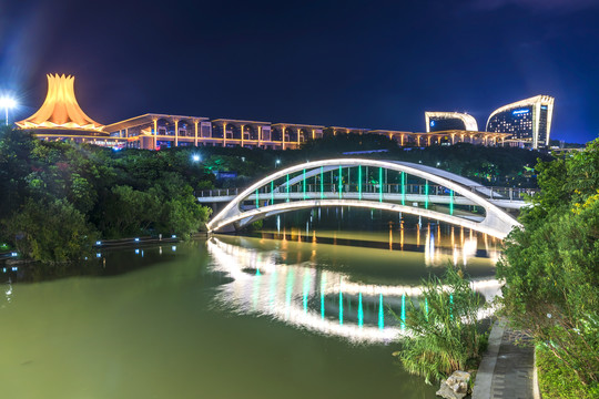 南宁民歌湖夜景