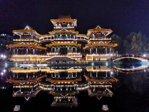 淮北隋唐运河古镇夜景