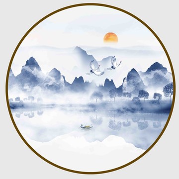 意境水墨山水画