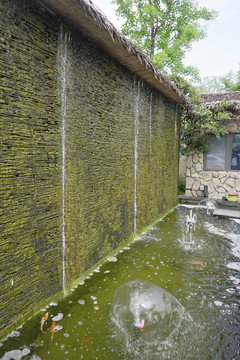 青岛崂山休闲度假村园林水景墙
