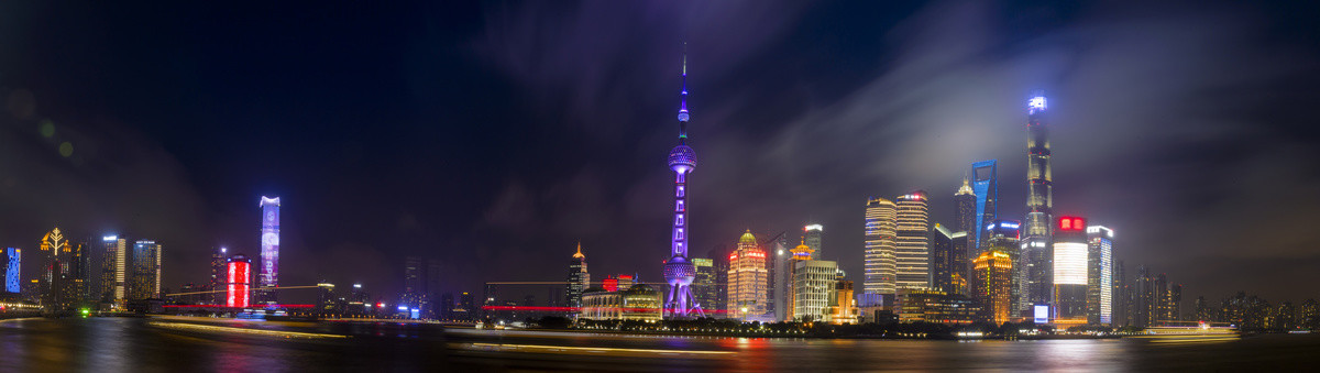 上海天际线夜景全景图