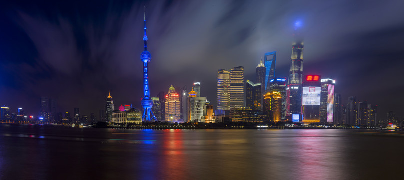 上海天际线夜景全景图