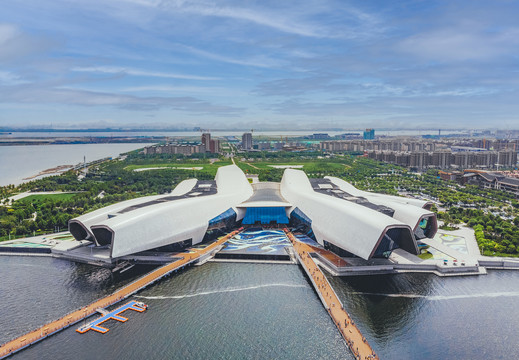 天津地标建筑国家海洋博物馆航拍