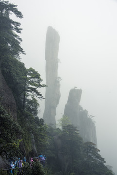 雨雾中的江西三清山巨蟒出山