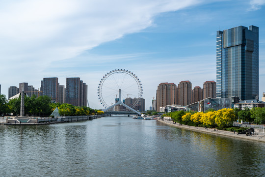 航拍天津城市景观