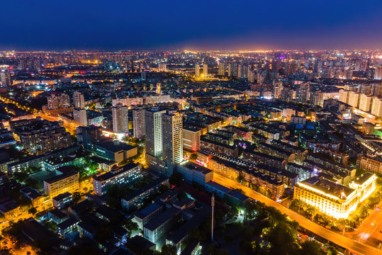 航拍天津城市建筑全景