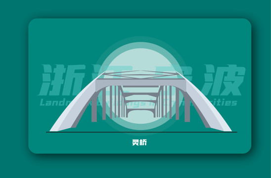 灵桥矢量插画地标建筑