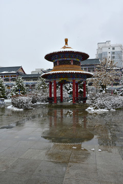 公园雪景