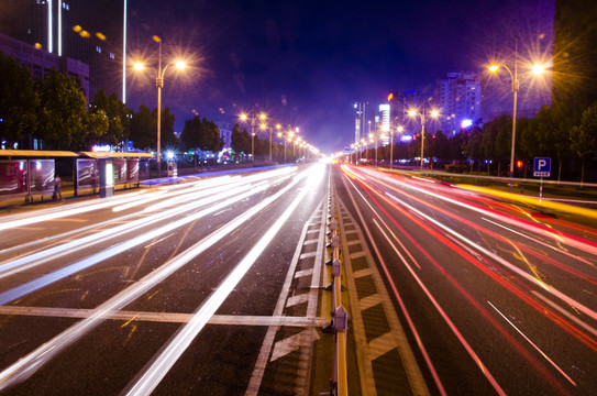 城市夜景烟台长江路