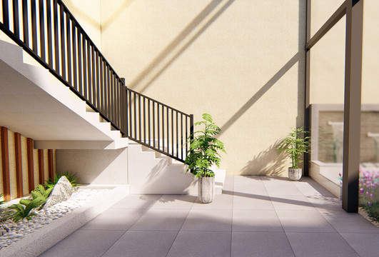 现代简约庭院楼梯园林设计
