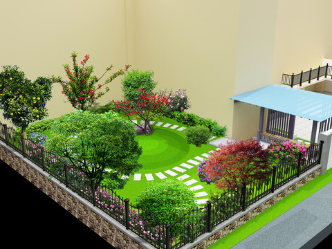 中式简约高档小区绿色花园设计图