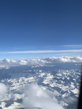 拉萨飞机上航拍雪山