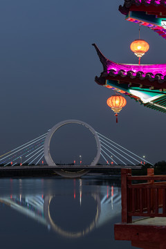 滨河国际新城蝶湖夜景