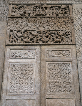 精美的中式古典建筑装饰石雕花纹