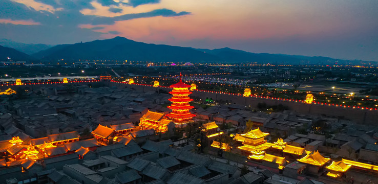 太原古县城航拍夜景