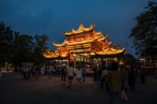 街子古镇瑞龙桥夜景