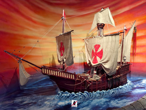 古代远洋木帆船模型