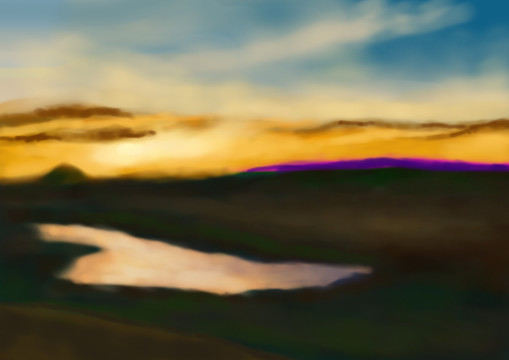 夕阳风景画