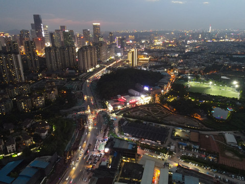 航拍广州番禺夜景