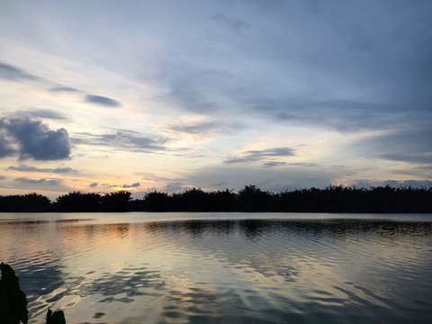 江河风光青山绿水夕阳傍晚江景