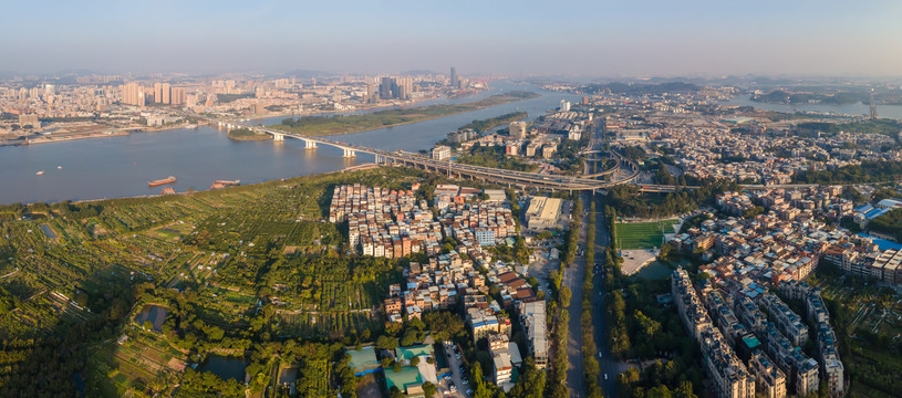 航拍广州城市风光全景大画幅