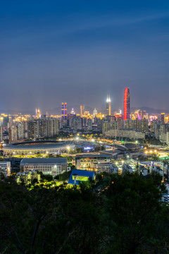 深圳福田市区天际线夜景