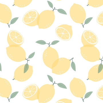 手绘水果柠檬四方连续图案