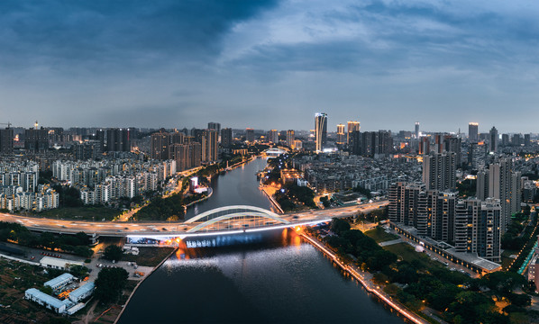 中山市岐江两岸城市风光