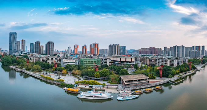 中山市岐江两岸城市风光