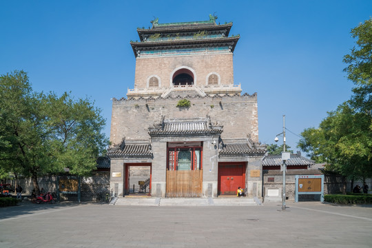 北京钟楼古建筑和旅游风光