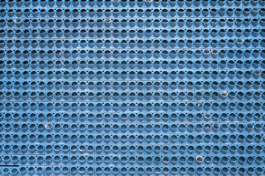 蓝色立体盆栽装饰墙