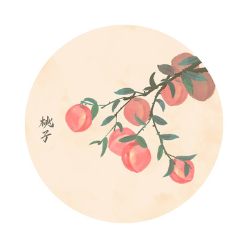 手绘水彩桃子