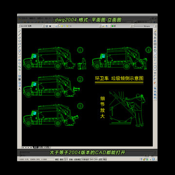 环卫车清扫垃圾示意图CAD