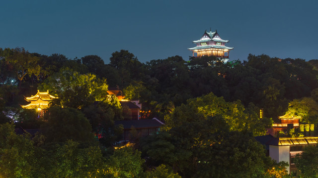 武汉黄鹤楼景区夜景