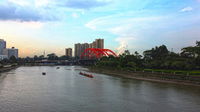 东莞万江网红桥夜景东江端午龙舟