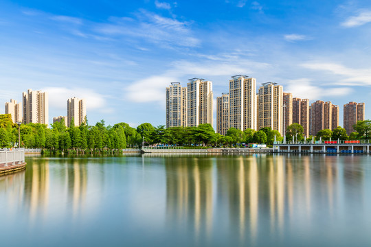 顺德容桂东湖公园早晨景色