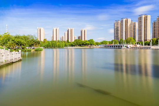 顺德容桂东湖公园早晨景色