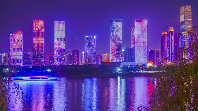 湘江沿岸城市夜景