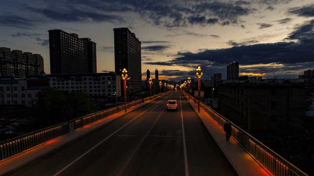 晚霞日落夕阳彩云落日夜幕立交桥