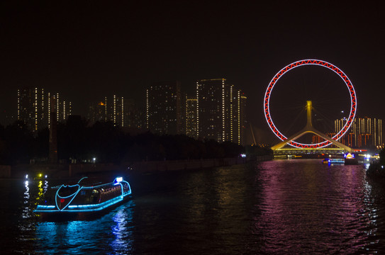 天津之眼城市夜景