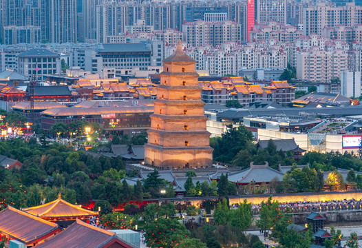 西安大雁塔证件照夜景