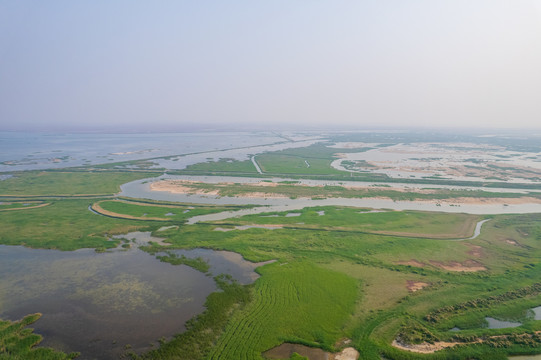 航拍黄河三角洲生态旅游区