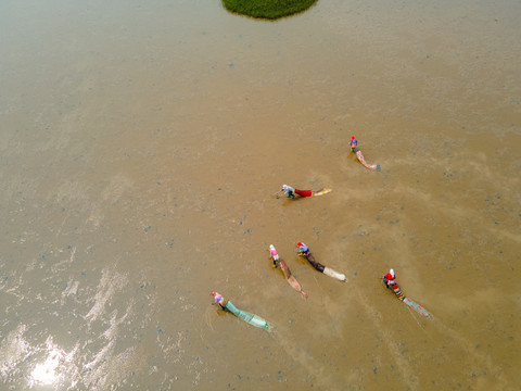 航拍黄河三角洲生态旅游区
