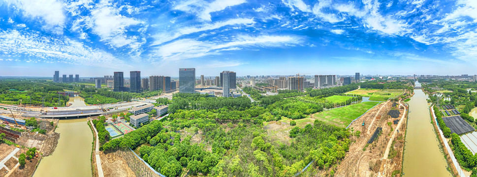 航拍嘉兴城市风景