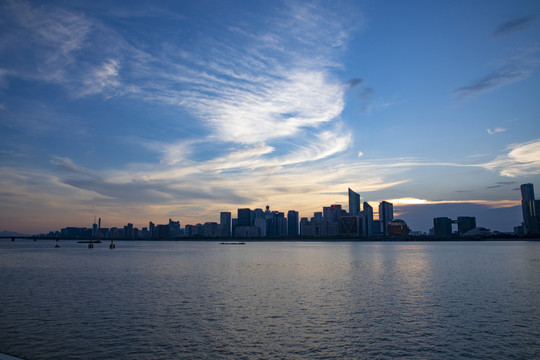 杭州钱江新城钱塘江夜景