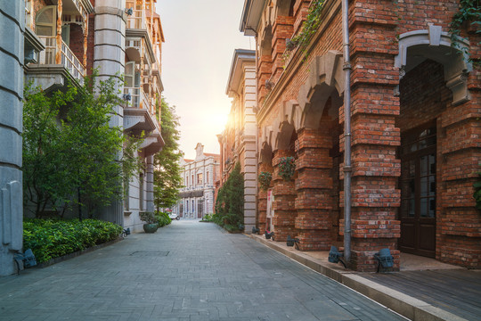 武汉汉口里古建筑群和古镇街景