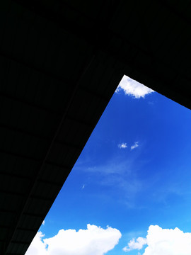 仰望天空蓝天白云创意摄影