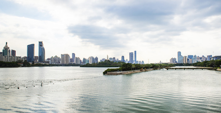 厦门筼筜湖风光全景